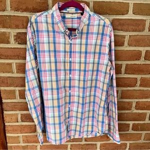 Pastel plaid mens long sleeve dress shirt. XL Slim